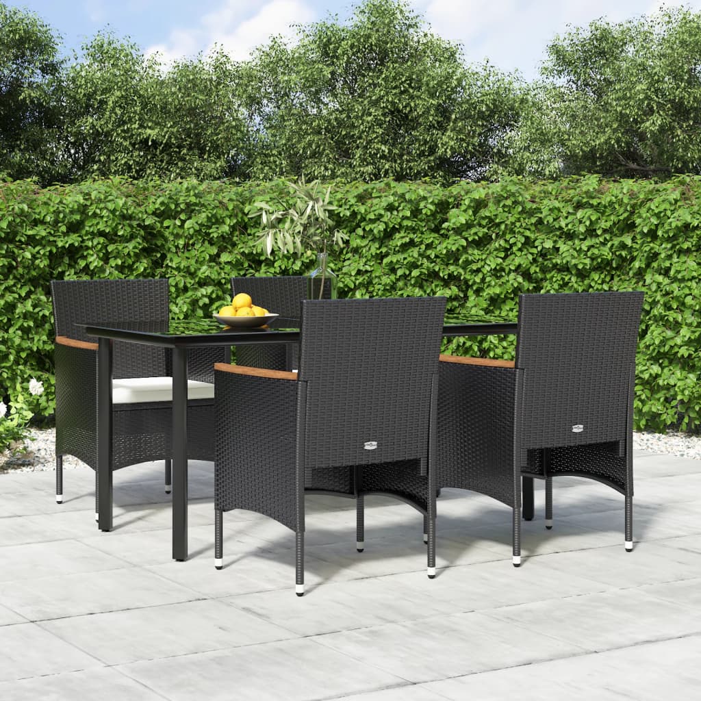 vida XL 5-tlg. Garten-Essgruppe mit Kissen Schwarz