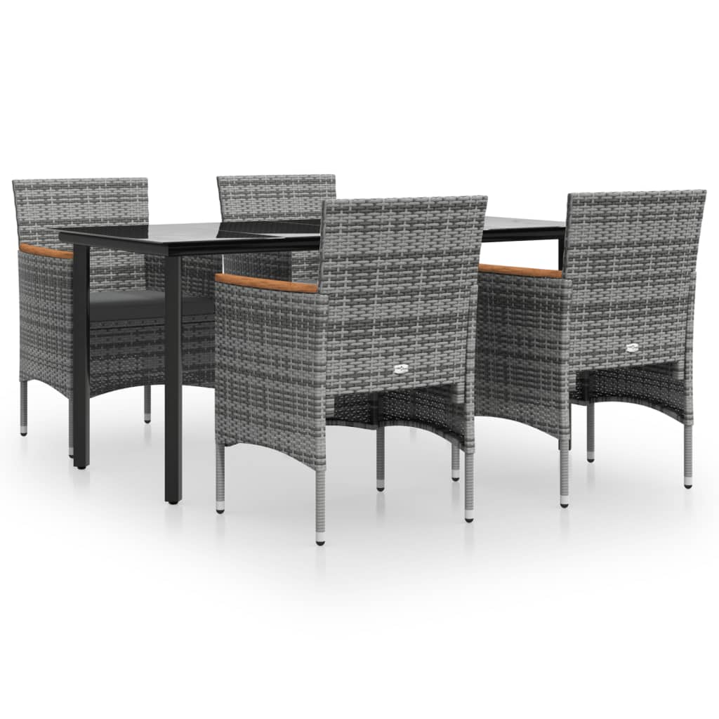 vidaXL 5-osaline aiamööbli komplekt patjadega, hall ja must-image-3156636