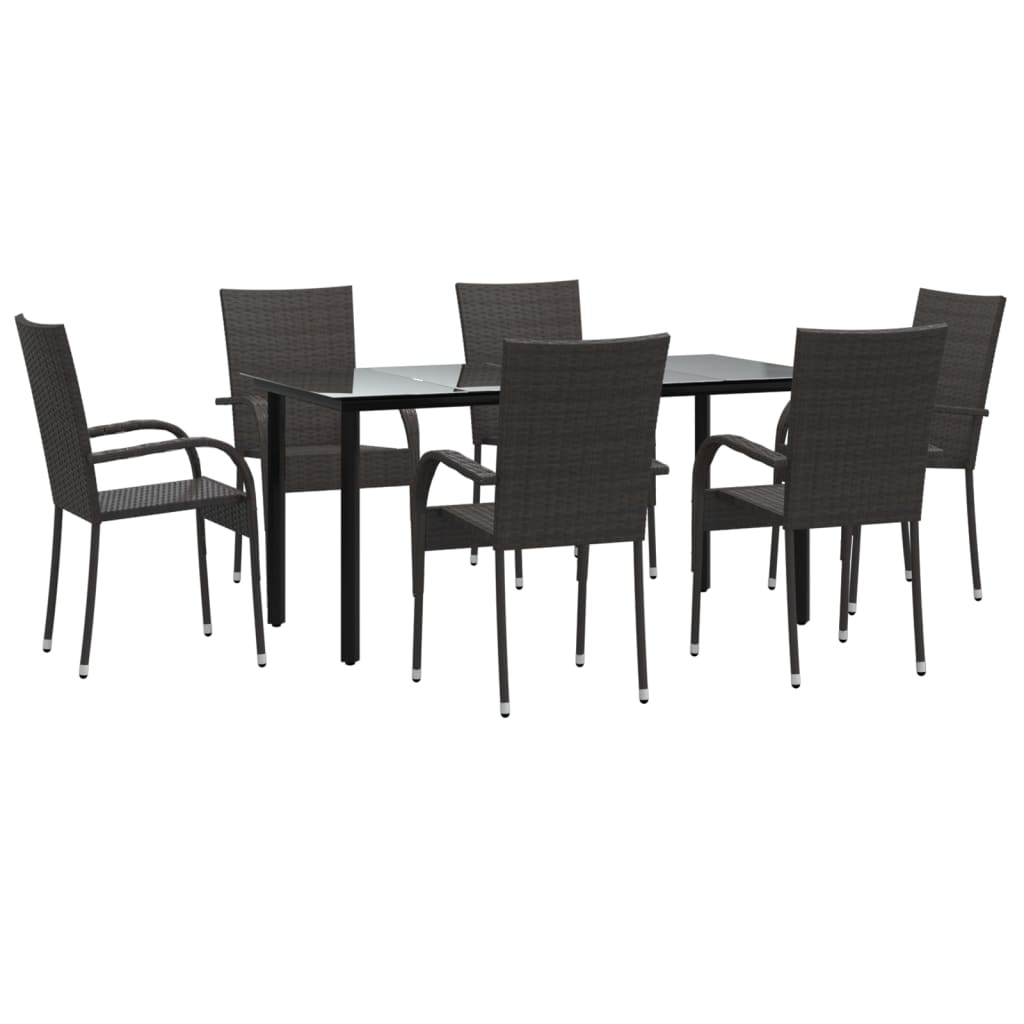 vidaXL 7 részes barna polyrattan kerti étkezőgarnitúra
