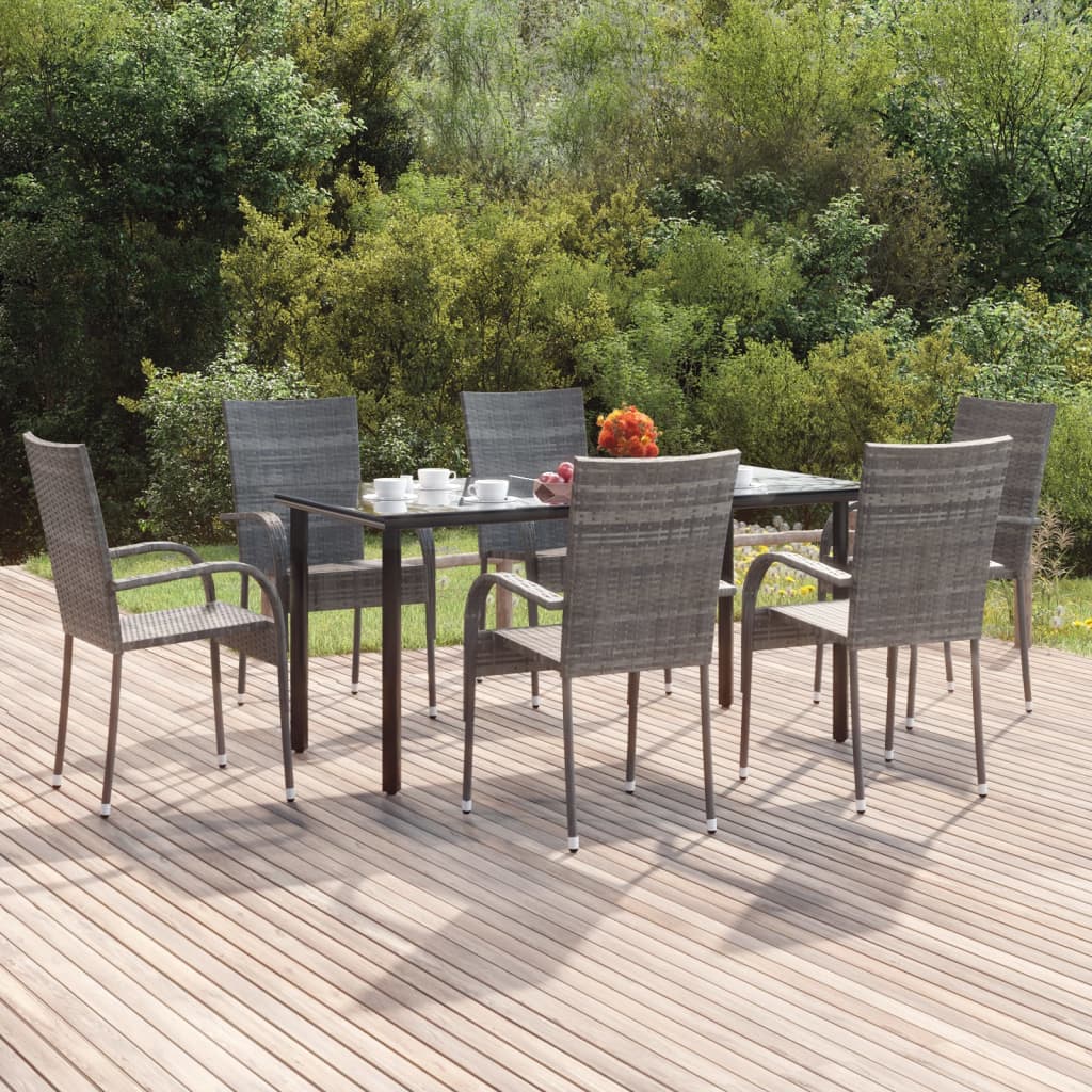 Zestaw mebli ogrodowych - Stół 160x80x74cm + 6 krzeseł 55,5x53,5x95cm, czarny/szary