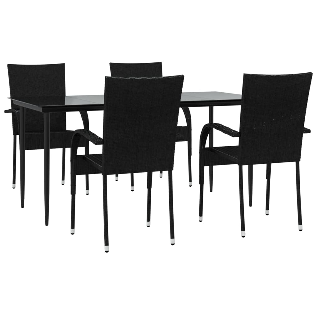 vidaXL 5-delige Tuinset poly rattan zwart afbeelding