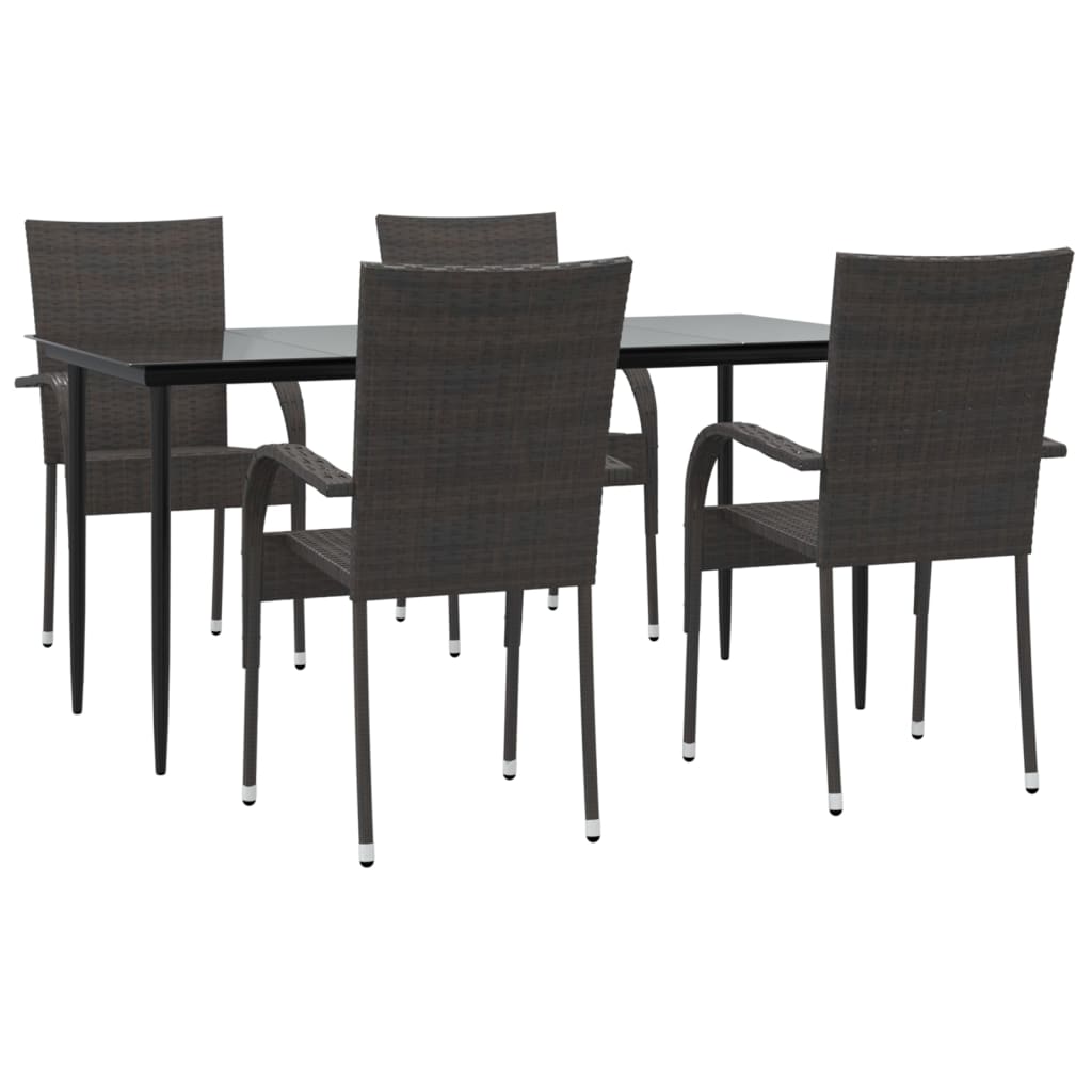vidaXL 5-delige Tuinset poly rattan bruin afbeelding