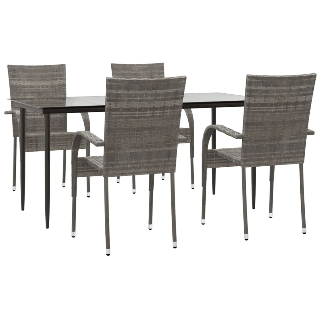 vidaXL 5-delige Tuinset poly rattan grijs afbeelding