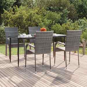 Vrtna jedilna garnitura 5-delna siv poli ratan