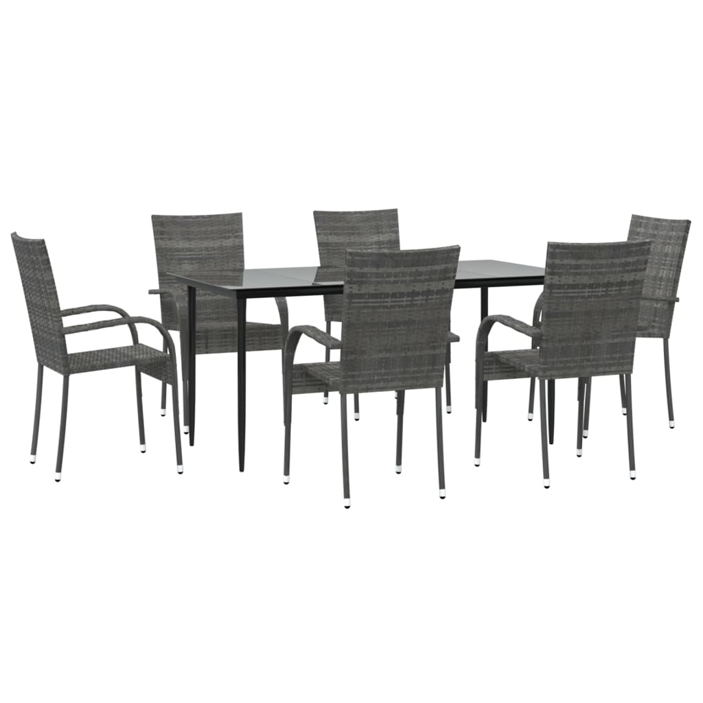 vidaXL 7-delige Tuinset poly rattan grijs afbeelding