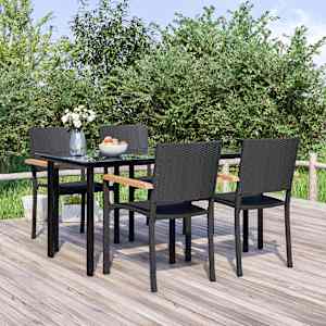 Vrtna jedilna garnitura 5-delna črn poli ratan