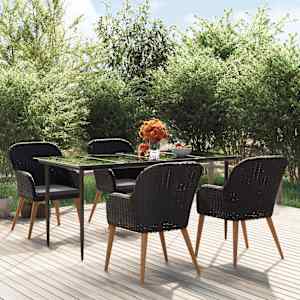 Vrtna jedilna garnitura 5-delna z blazinami črna