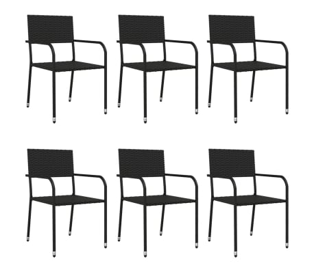 vidaXL 7-tlg. Garten-Essgruppe Schwarz Poly Rattan