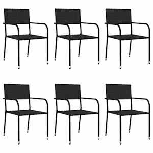 vidaXL 7-tlg. Garten-Essgruppe Schwarz Poly Rattan