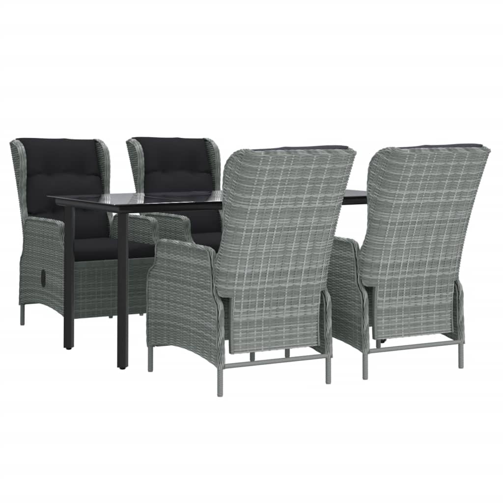 vidaXL 5-delige Tuinset poly rattan lichtgrijs
