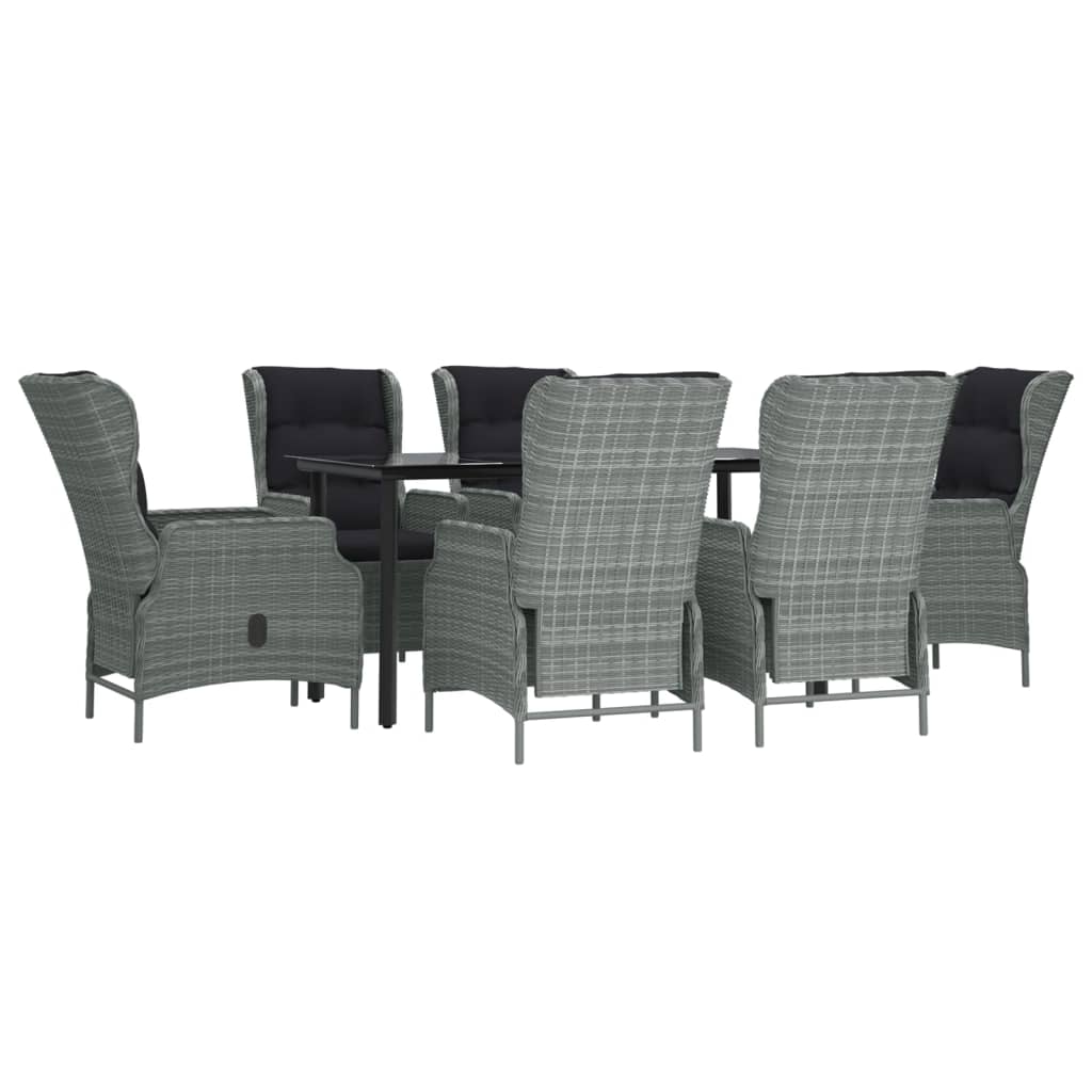 vidaXL 7-delige Tuinset poly rattan lichtgrijs