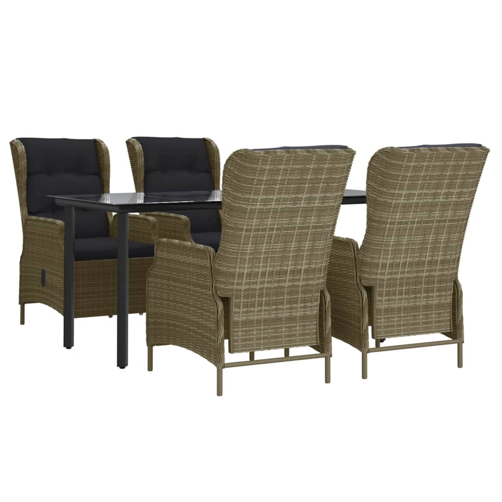 vidaXL 5-delige Tuinset poly rattan bruin