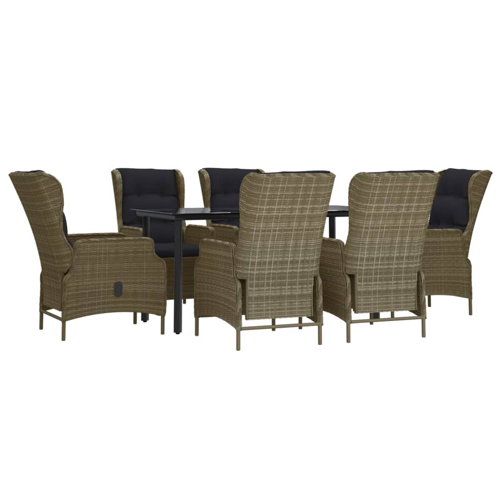 vidaXL 7-delige Tuinset poly rattan bruin