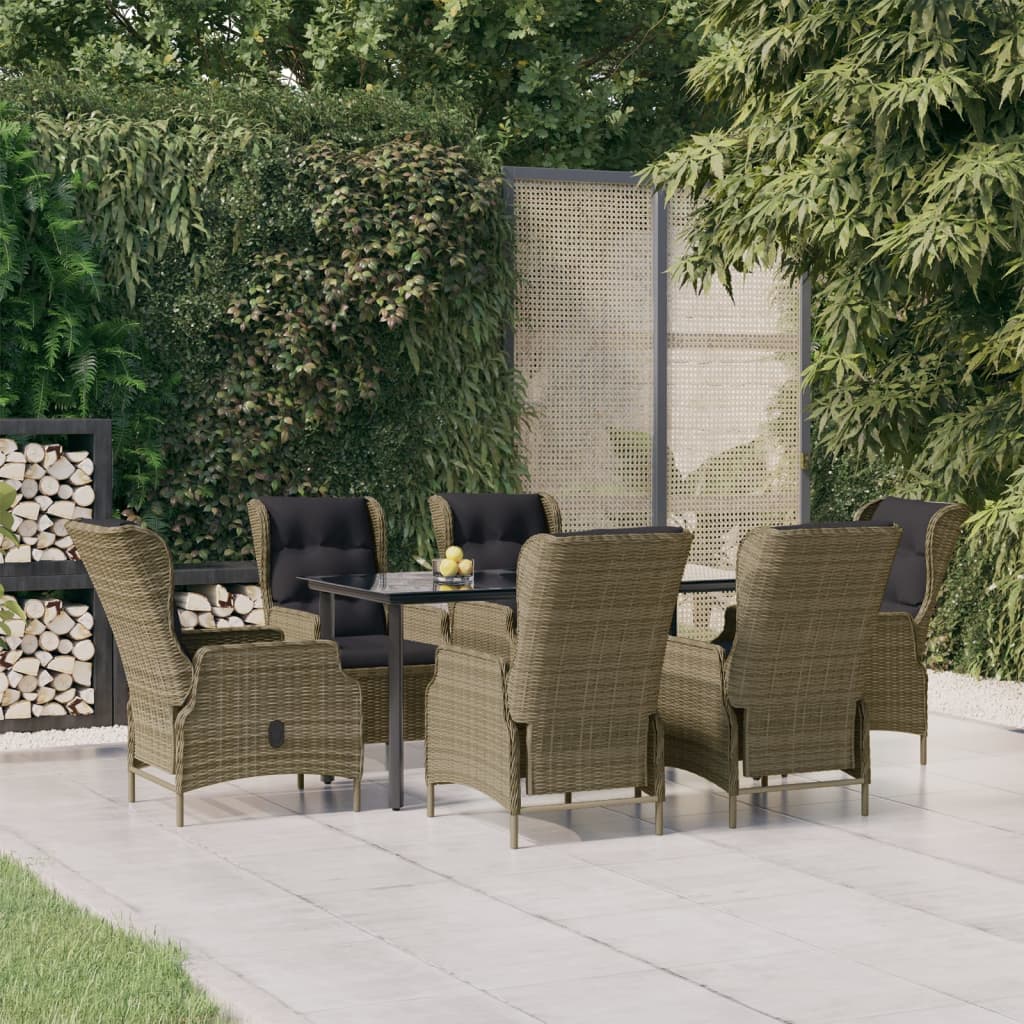 vidaXL Set mobilier de grădină, 7 piese, maro, poliratan