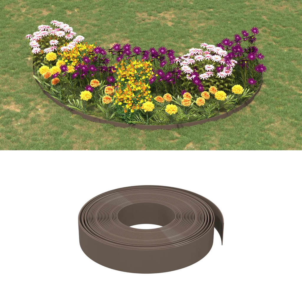 vida XL Rasenkante Braun 10 m 10 cm Polyethylen