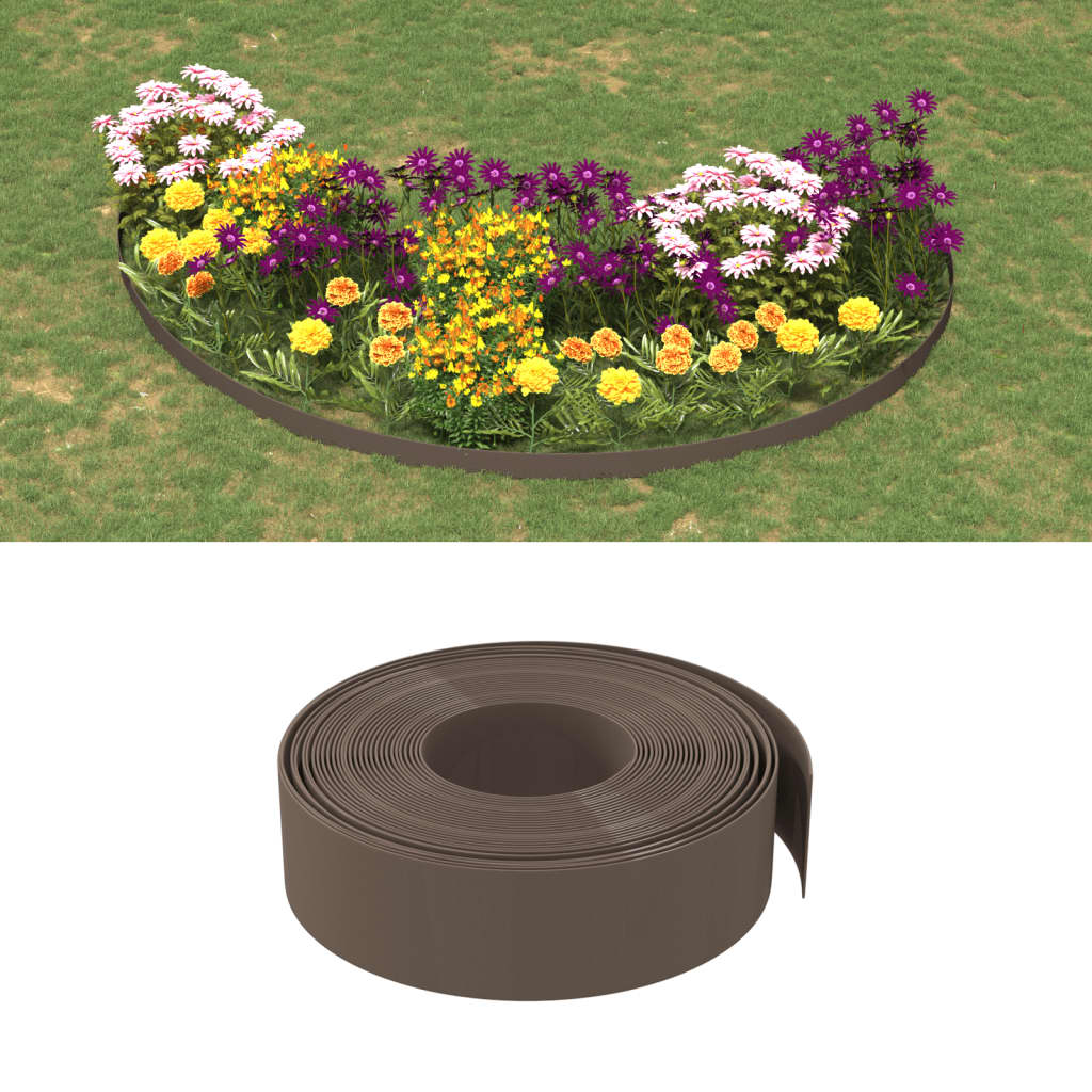 vida XL Rasenkante Braun 10 m 15 cm Polyethylen