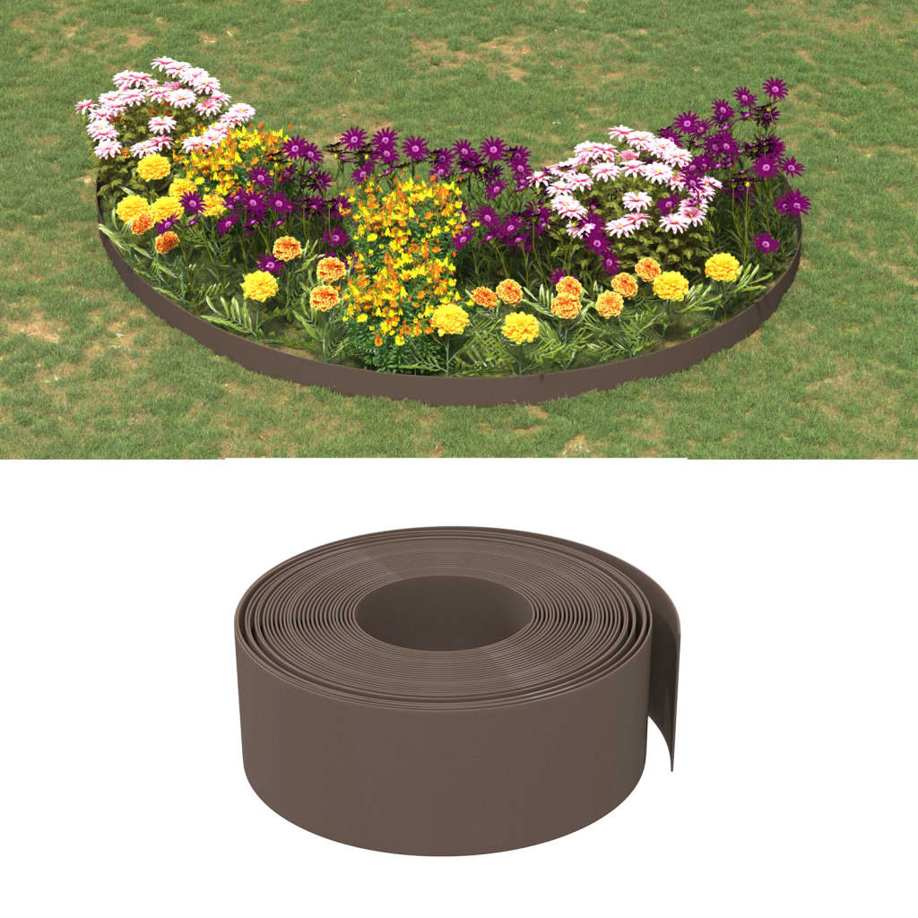 vida XL Rasenkante Braun 10 m 20 cm Polyethylen