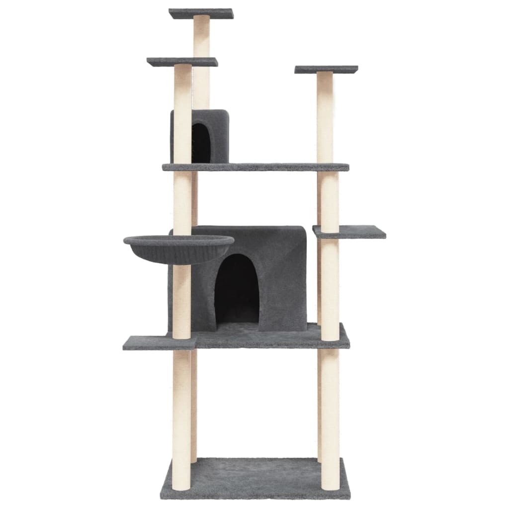 vidaXL Kattenmeubel met sisal krabpalen 166 cm donkergrijs afbeelding