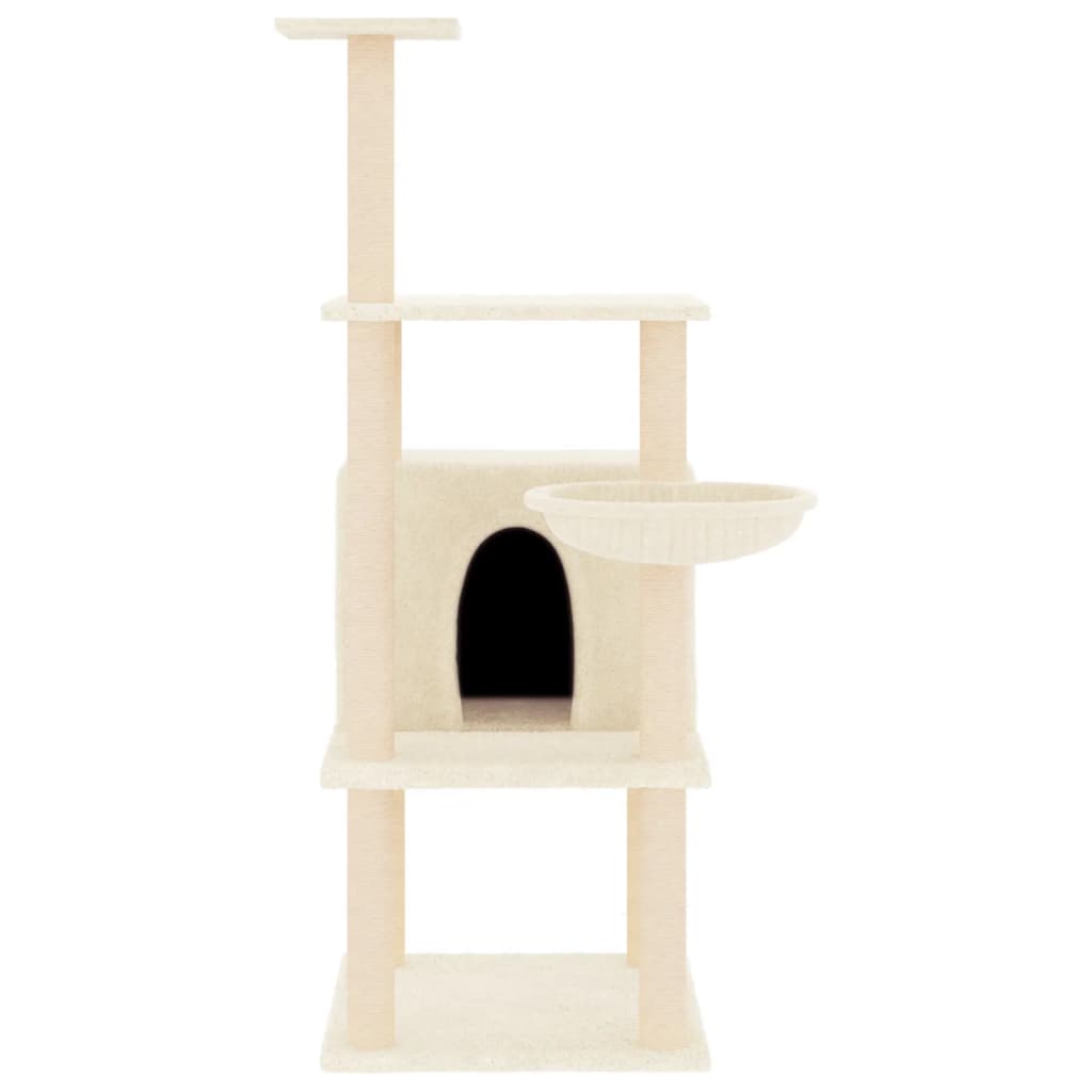 vidaXL Kattenmeubel met sisal krabpalen 132 cm crèmekleurig afbeelding