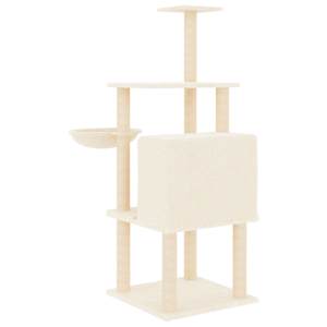 Škrabadlo pro kočky se sisalovými sloupky krémové 132 cm - obrázek 5