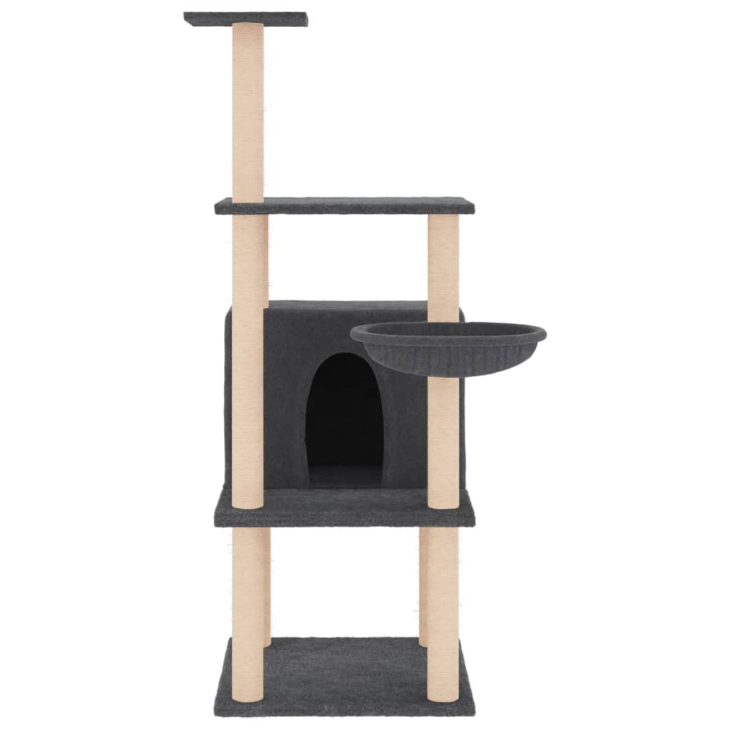vidaXL Kattenmeubel met sisal krabpalen 132 cm donkergrijs afbeelding