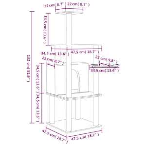 Škrabadlo pro kočky se sisalovými sloupky tmavě šedé 132 cm - obrázek 8
