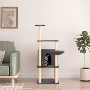 Škrabadlo pro kočky se sisalovými sloupky tmavě šedé 132 cm - obrázek 1