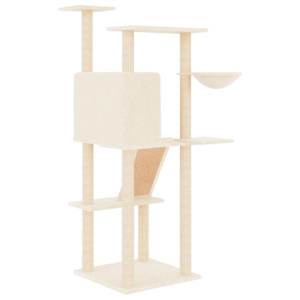 Škrabadlo pro kočky se sisalovými sloupky krémové 143 cm - obrázek 5