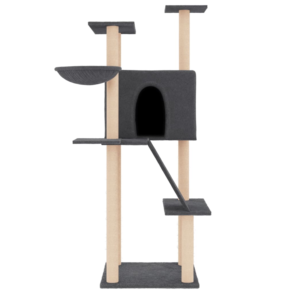 vidaXL Kattenmeubel met sisal krabpalen 143 cm donkergrijs afbeelding