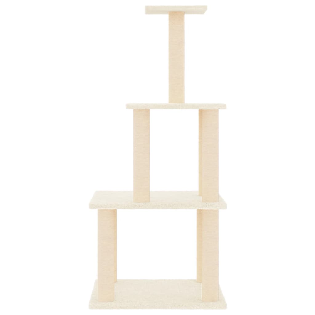 vidaXL Kattenmeubel met sisal krabpalen 111 cm crèmekleurig afbeelding
