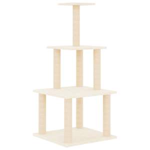 Škrabadlo pro kočky se sisalovými sloupky krémové 111 cm - obrázek 4