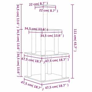 Škrabadlo pro kočky se sisalovými sloupky krémové 111 cm - obrázek 6