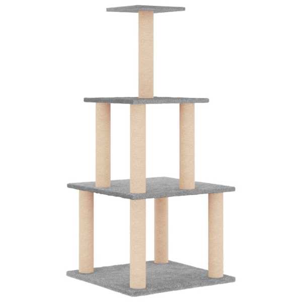 vidaXL kassimaja sisalk&ouml;itega kraapimispostidega, helehall, 111 cm
