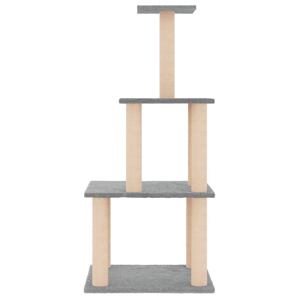 vidaXL Kattenmeubel met sisal krabpalen 111 cm lichtgrijs afbeelding