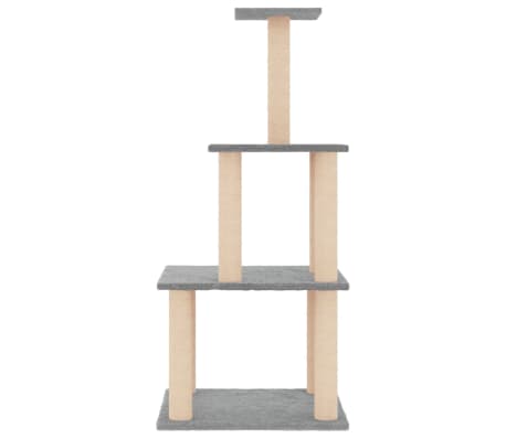 vidaXL Albero per Gatti con Tiragraffi in Sisal Grigio Chiaro 111 cm, Grigio chiaro vidaXL Albero per Gatti con Tiragraffi in Sisal Grigio Chiaro 111 cm