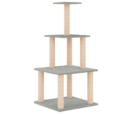 vidaXL Albero per Gatti con Tiragraffi in Sisal Grigio Chiaro 111 cm, Grigio chiaro vidaXL Albero per Gatti con Tiragraffi in Sisal Grigio Chiaro 111 cm