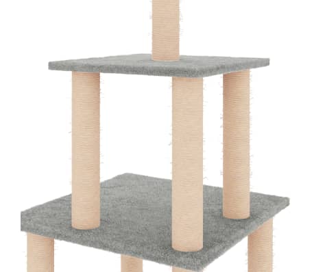 vidaXL Albero per Gatti con Tiragraffi in Sisal Grigio Chiaro 111 cm, Grigio chiaro vidaXL Albero per Gatti con Tiragraffi in Sisal Grigio Chiaro 111 cm