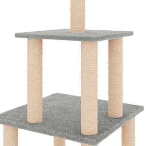 Škrabadlo pro kočky se sisalovými sloupky světle šedé 111 cm - obrázek 5