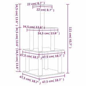 Škrabadlo pro kočky se sisalovými sloupky světle šedé 111 cm - obrázek 6