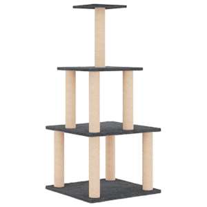 vidaXL kassimaja sisalk&ouml;itega kraapimispostidega, tumehall, 111 cm