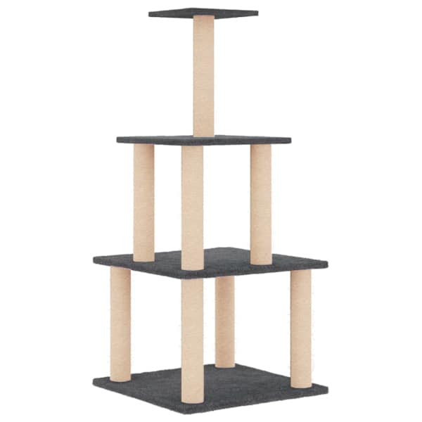 vidaXL kassimaja sisalk&ouml;itega kraapimispostidega, tumehall, 111 cm