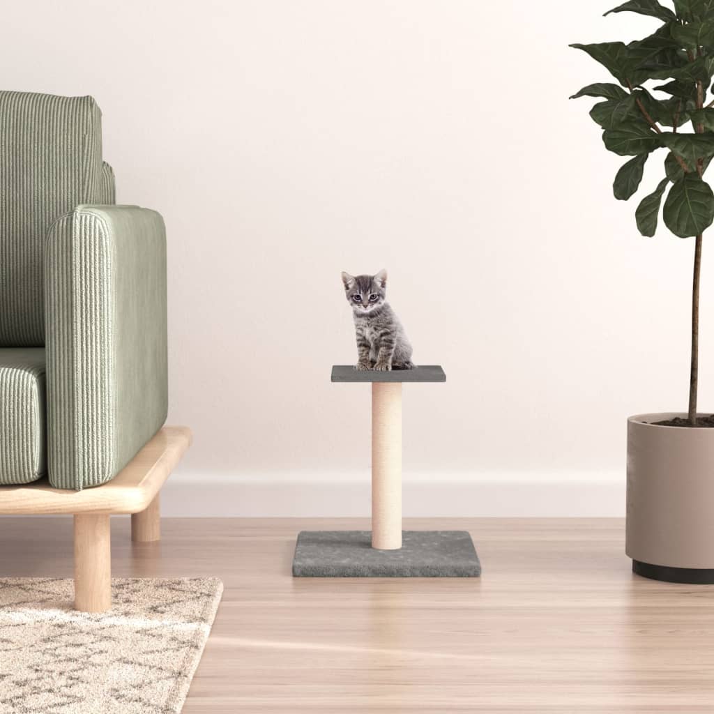 vidaXL Cat Scratching Post with Platform Light Grey 38 cm