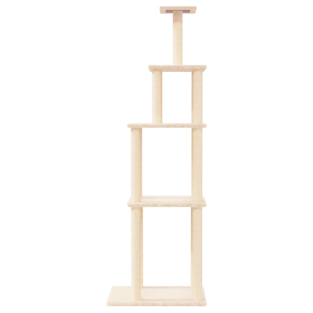 vidaXL Ansamblu de pisici cu stâlpi din funie de sisal, crem, 183 cm