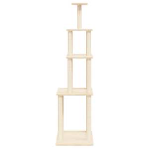 Škrabadlo pro kočky se sisalovými sloupky krémové 183 cm - obrázek 4
