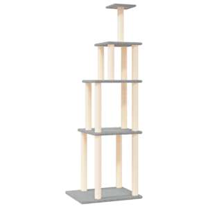 vidaXL kassimaja sisalk&ouml;itega kraapimispostidega, helehall, 183 cm