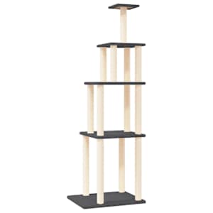 vidaXL kassimaja sisalk&ouml;itega kraapimispostidega, tumehall, 183 cm