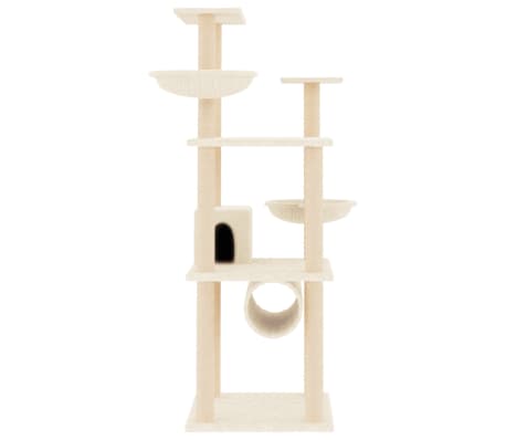 vidaXL Cat Tree with Sisal Scratching Posts Cream 141 cm