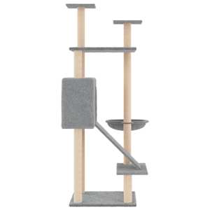 Škrabadlo pro kočky se sisalovými sloupky světle šedé 153 cm - obrázek 4