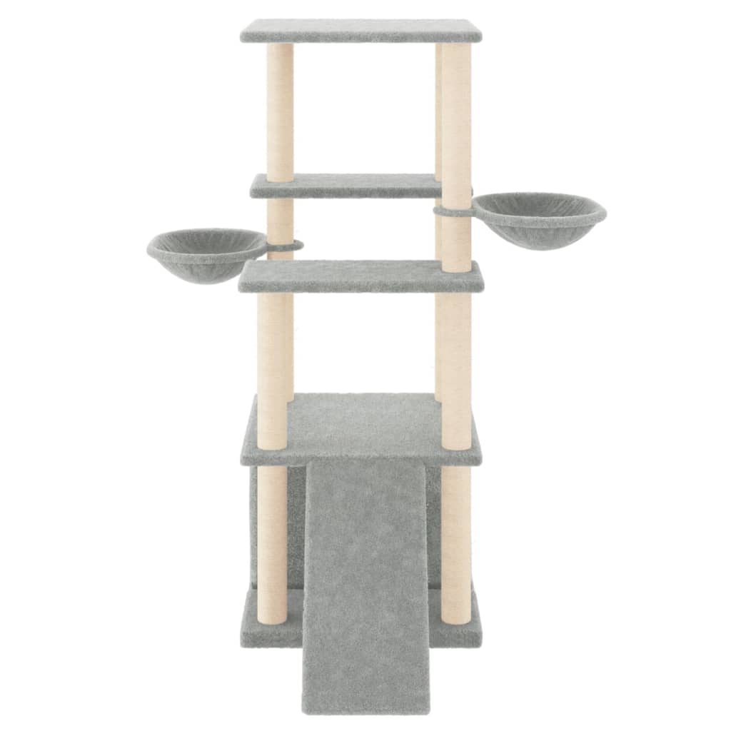 vidaXL Kattenmeubel met sisal krabpalen 133 cm lichtgrijs afbeelding