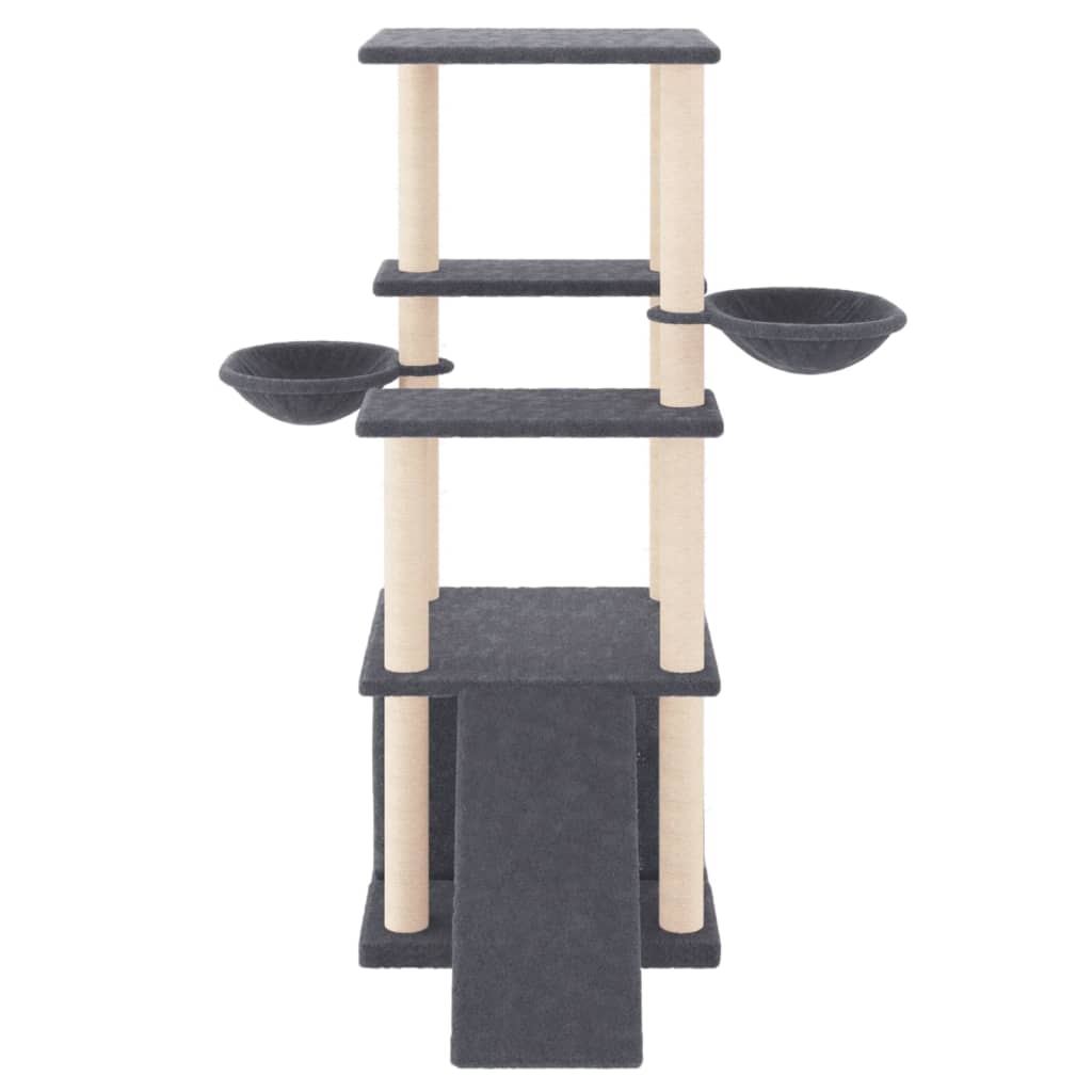 vidaXL Ansamblu de pisici, stâlpi din funie sisal, gri închis, 133 cm